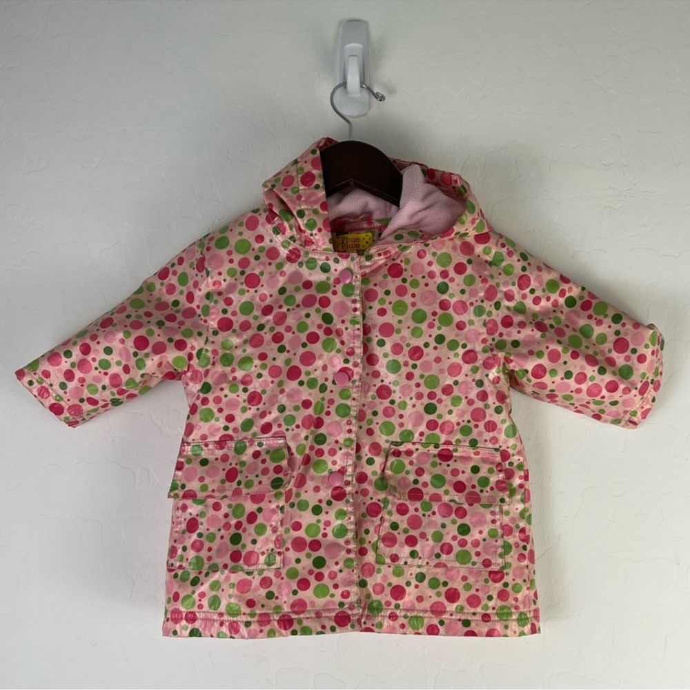 Pluie Pluie Girls Outerwear Pink Polka Dot Unlined
Raincoat Size 1/2